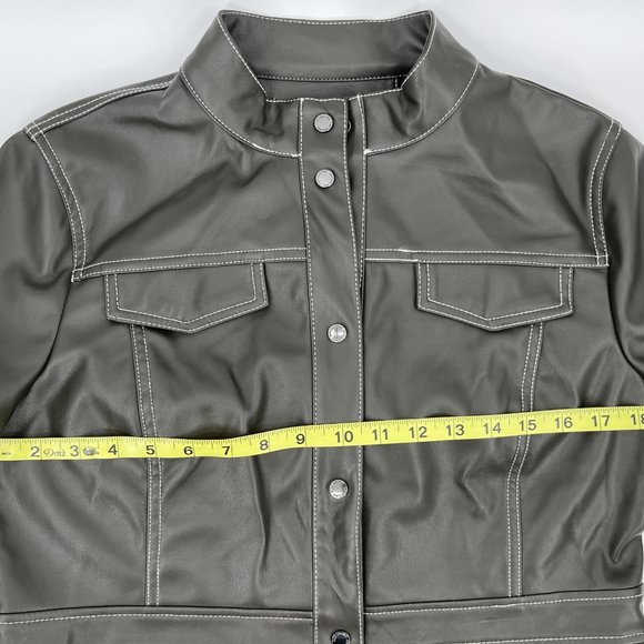 Sam Edelman Vegan‎ Faux Leather Women’s Jacket Medium Loden Brown NWT - Picture 10 of 12